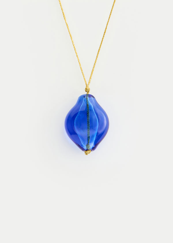 Azaz Blue Glass Diamond Bead on Cord