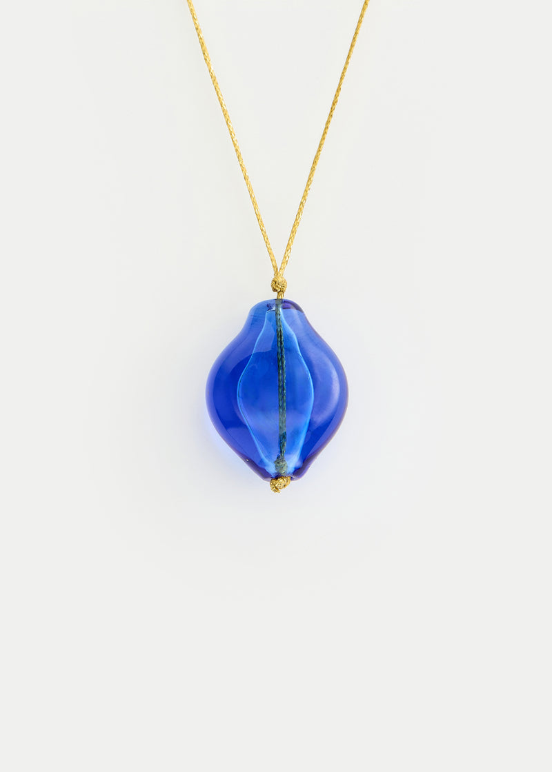 Azaz Blue Glass Diamond Bead on Cord