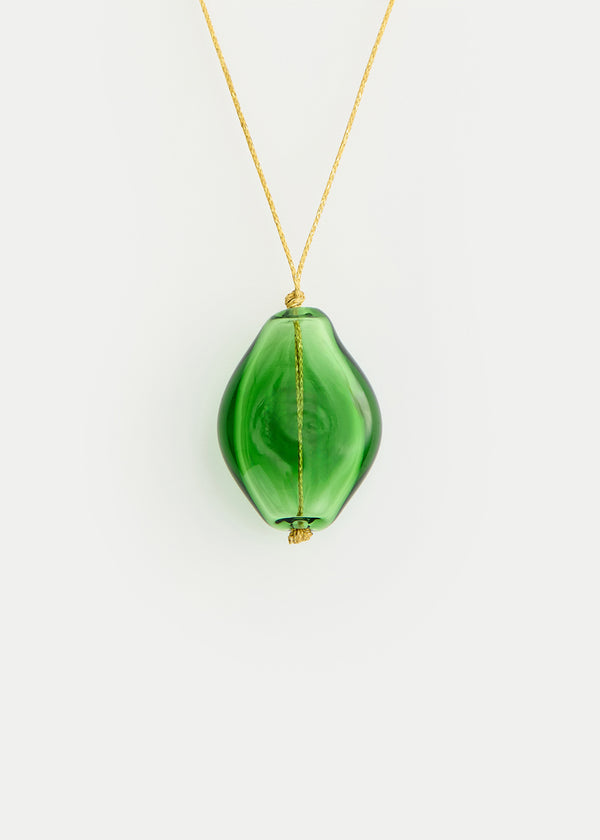 Azaz Green Glass Diamond Bead on Cord