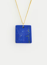18kt Gold Drill & Loop Lapis Amulet on Cord
