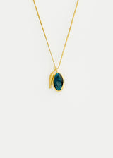 18kt Gold Blue Tourmaline & Fish Amulets on Cord 