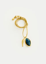 18kt Gold Blue Tourmaline & Fish Amulets on Cord 