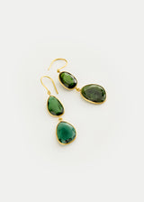 18kt Gold Green Tourmaline Double Drop Earrings
