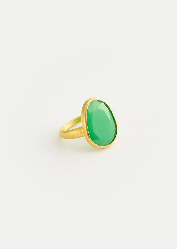 18kt Gold Chrysoprase Greek Ring