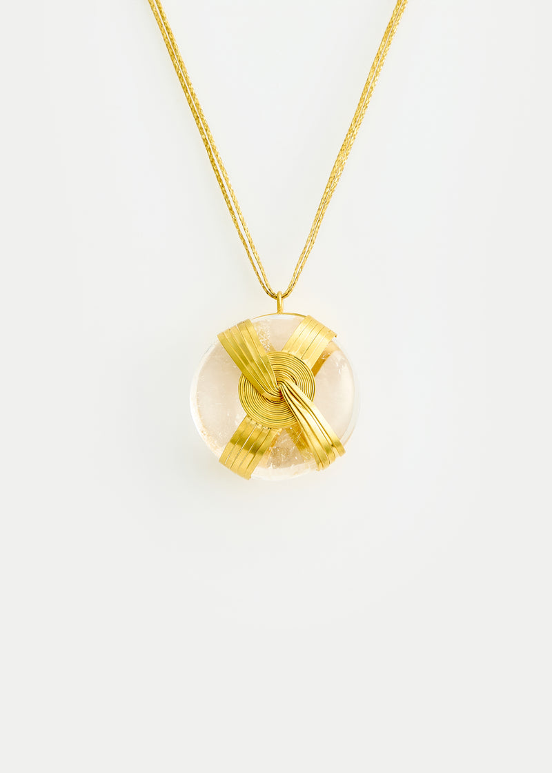 18kt Gold Zen Rocks Large Crystal Amulet on Cord