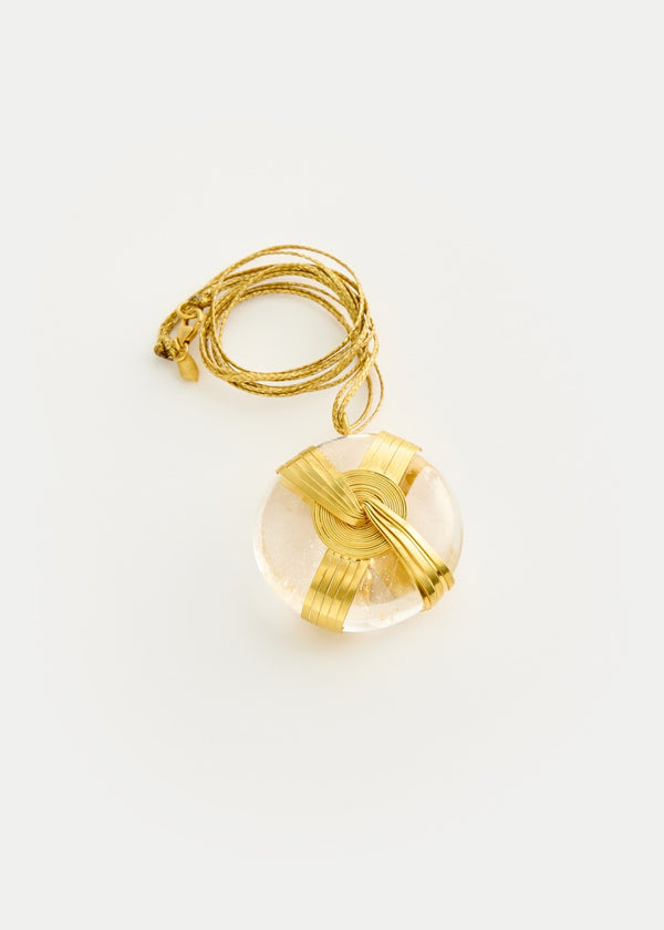 18kt Gold Zen Rocks Large Crystal Amulet on Cord