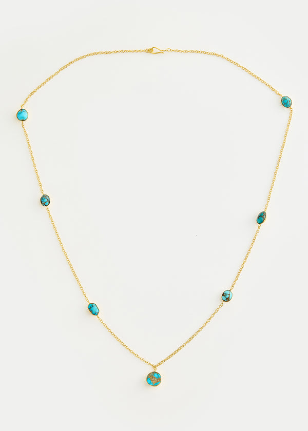 18kt Gold PSTM Afghanistan Turquoise Necklace