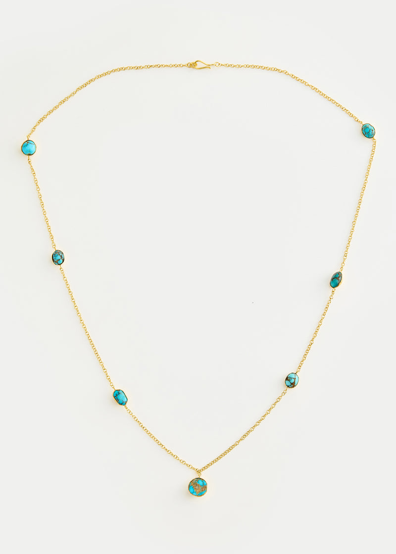 18kt Gold PSTM Afghanistan Turquoise Necklace