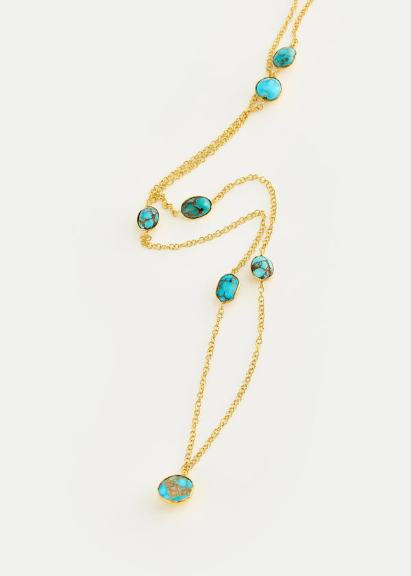 18kt Gold PSTM Afghanistan Turquoise Necklace