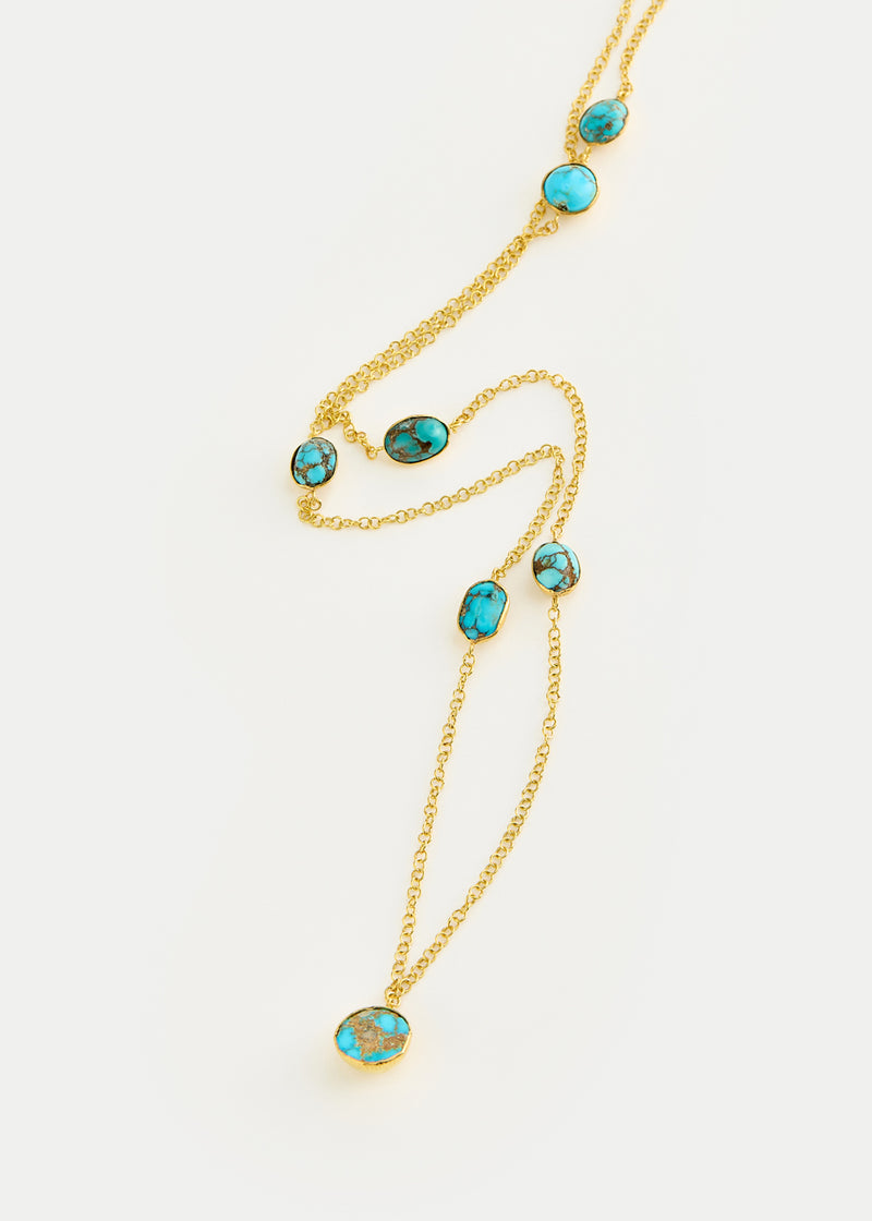 18kt Gold PSTM Afghanistan Turquoise Necklace