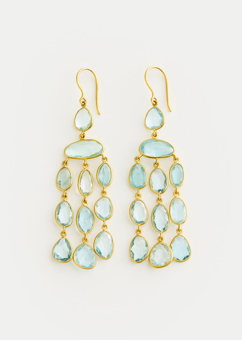 18kt Gold Aquamarine Long Jellyfish Earrings