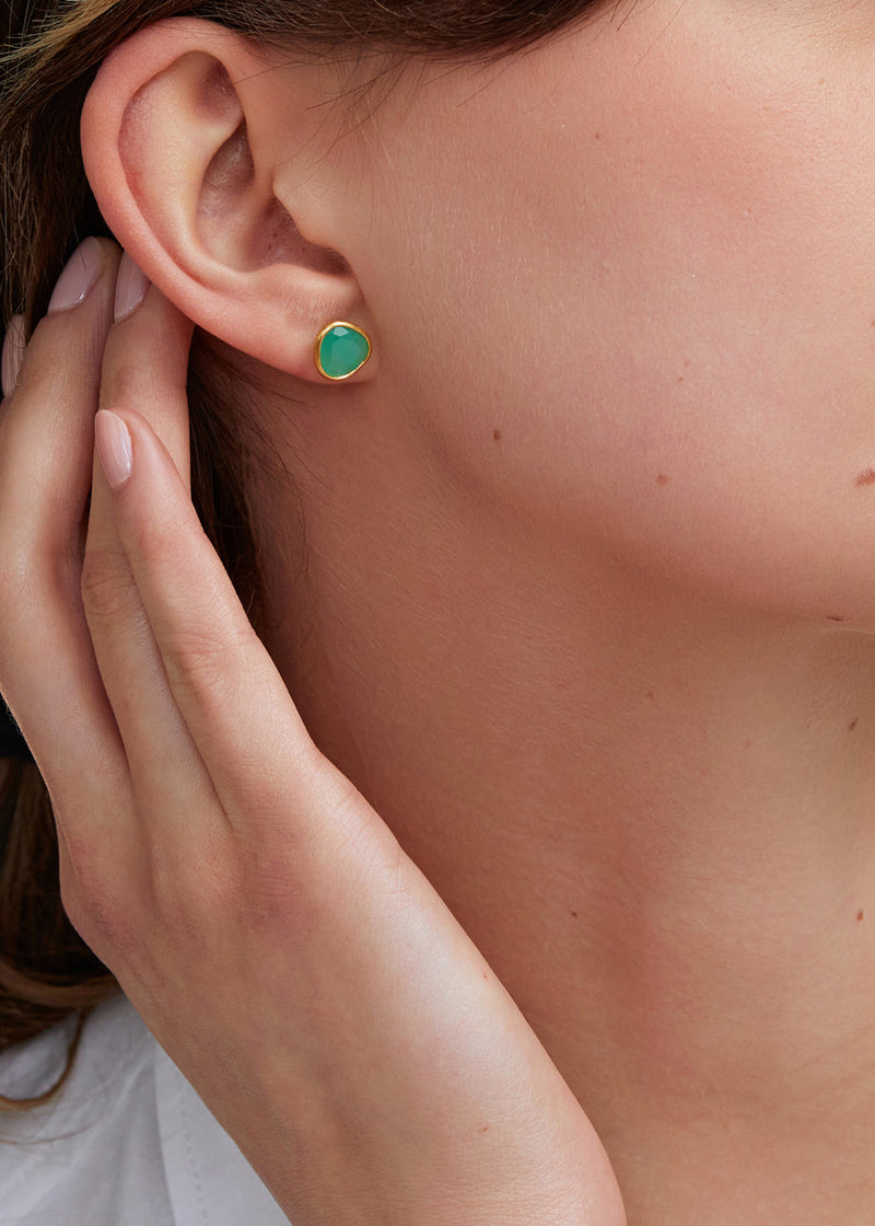 18kt Gold Chrysoprase Classic Studs