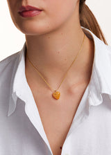 18kt Gold Yellow Aventurine Love Heart Amulet on Cord