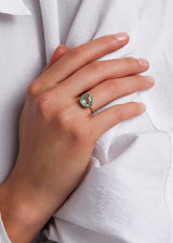 18kt Gold Mughal Cut Aquamarine Cup Ring