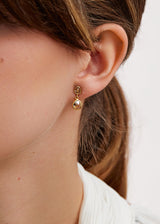 18kt Gold Brown Diamond Double Drop Studs