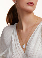 18kt Gold Rainbow Moonstone Egg Pendant on Chain