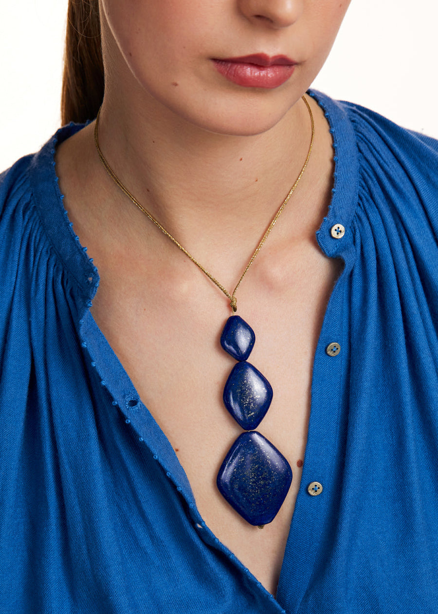 Lapis Archaic Three Stone Necklace – Pippa Small