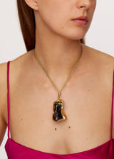 18kt Gold Meteorite Colette Set Pendant on Cord