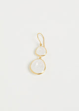  18k Gold Rainbow Moonstone Double Drop Earrings 