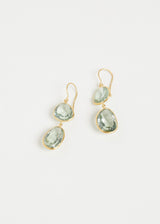 18k Gold Green Amethyst Double Drop Earrings