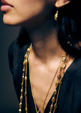 18kt Gold Vermeil PSTM Afghanistan Zarmina Seed Drop Earrings on model