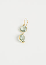 18k Gold Green Amethyst Double Drop Earrings