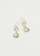 18k Gold Green Amethyst Small Double Drop Earrings