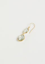 18k Gold Green Amethyst Small Double Drop Earrings