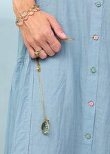 18kt Gold Carnival Green Amethyst Amulets on Cord