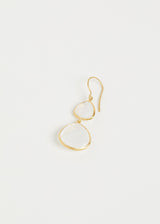  18k Gold Rainbow Moonstone Double Drop Earrings 