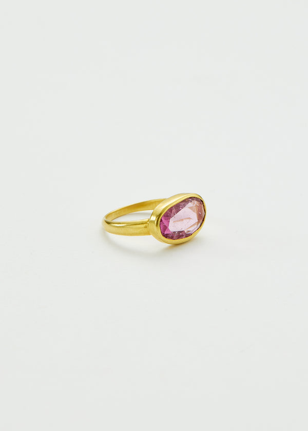 18kt Gold Pink Ibis Pink Tourmaline Greek Ring