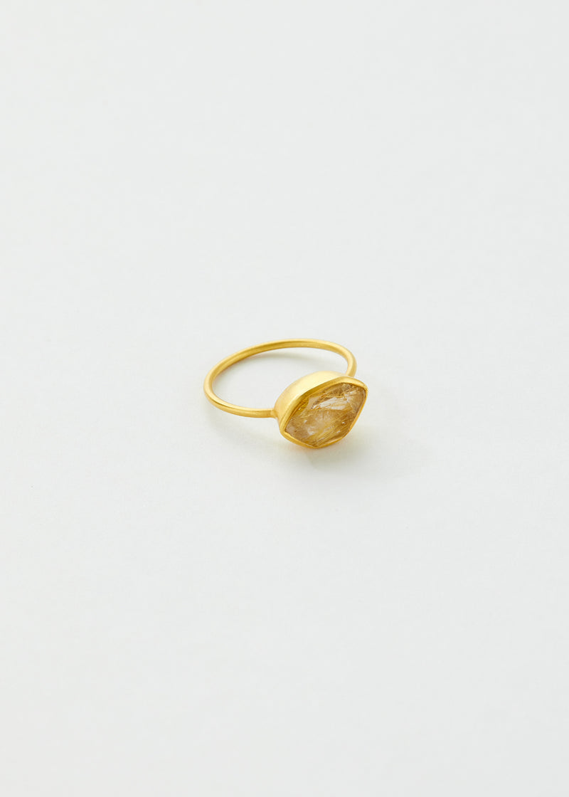 18kt Gold Rutilated Quartz Glacier Cup Ring