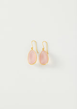 18kt Gold Anemone Rose Quartz Single Drop Earrings