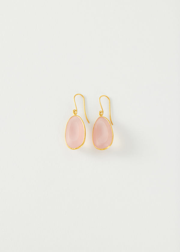 18kt Gold Anemone Rose Quartz Single Drop Earrings