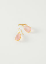 18kt Gold Anemone Rose Quartz Single Drop Earrings