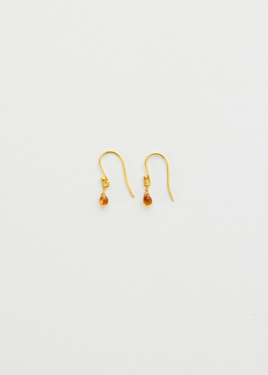 18kt Anemone Citrine Tiny Drop Earrings