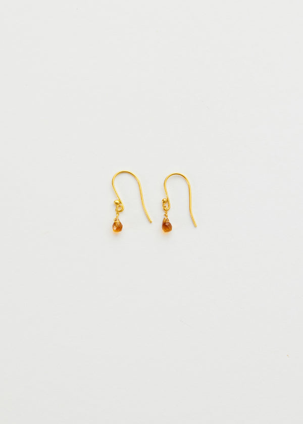 18kt Gold Anemone Citrine Tiny Drop Earrings