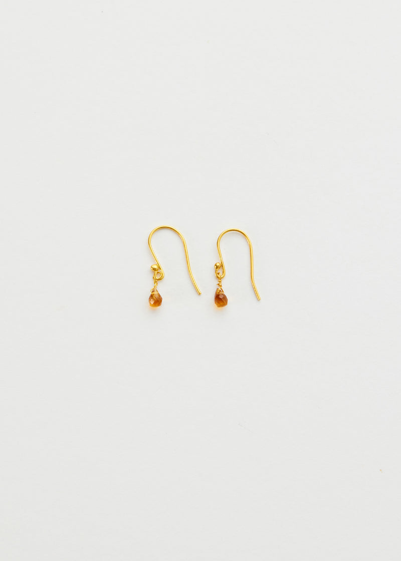 18kt Gold Anemone Citrine Tiny Drop Earrings
