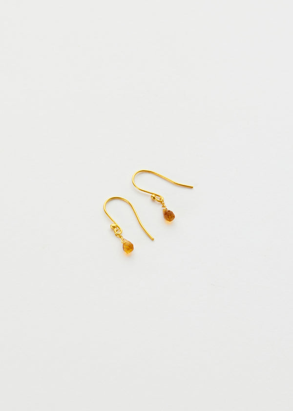 18kt Gold Anemone Citrine Tiny Drop Earrings