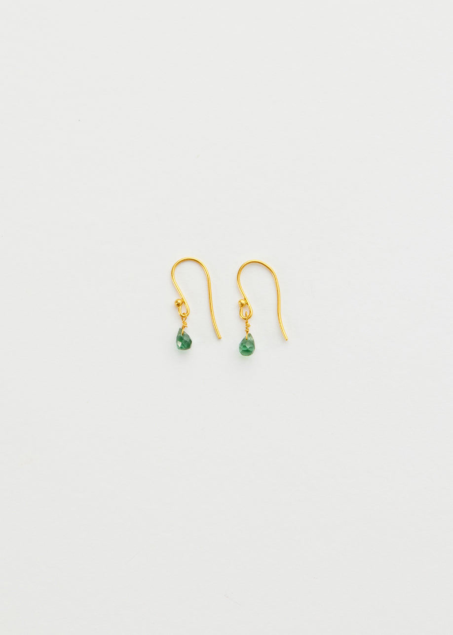18kt Gold Anemone Tourmaline Tiny Drop Earrings