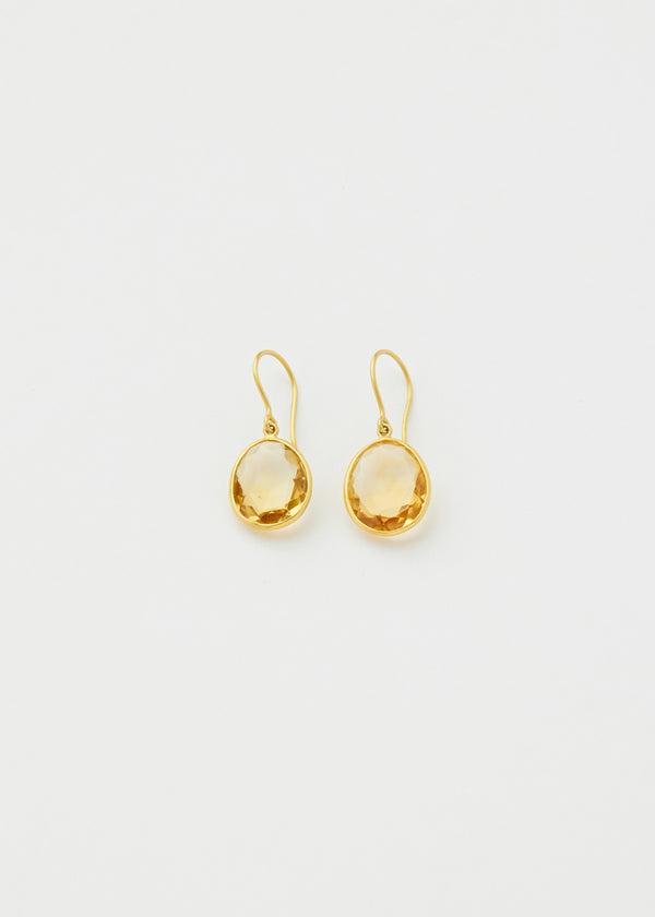 18kt Gold Citrine Single Drop Earrings