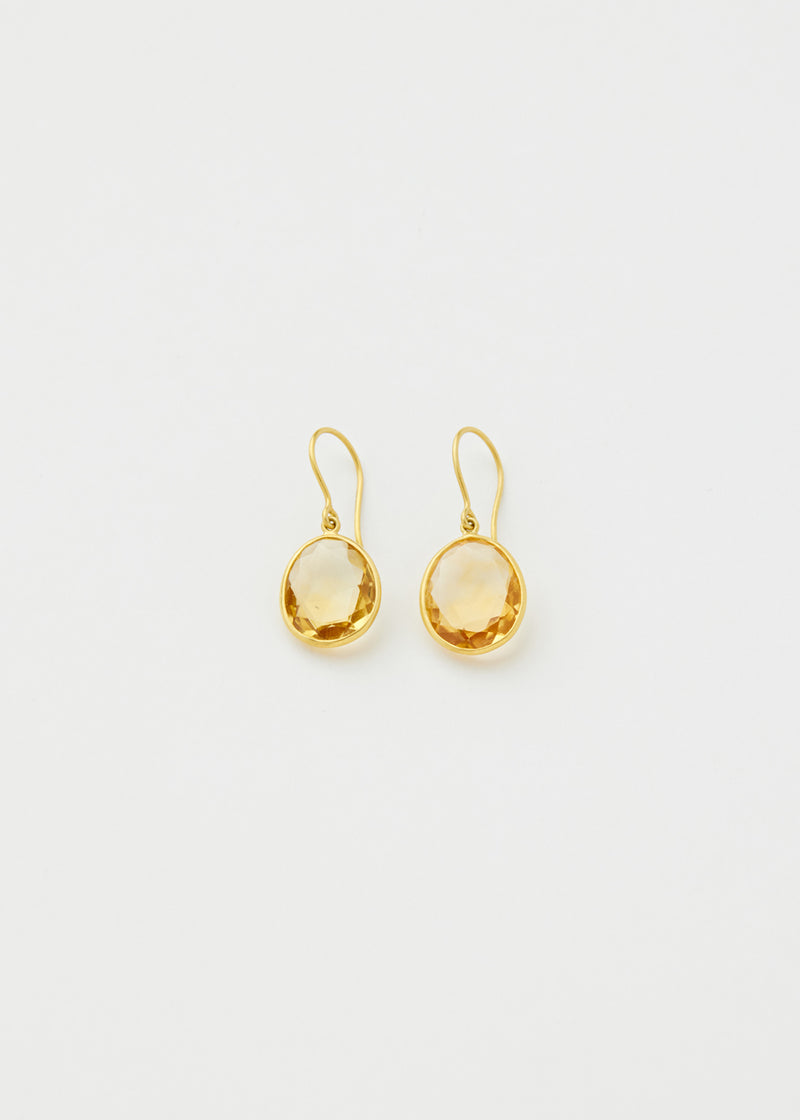 18kt Gold Citrine Single Drop Earrings