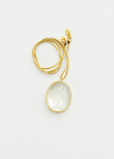 18kt Gold Artemis Mother of Pearl & Crystal Amulet on Cord