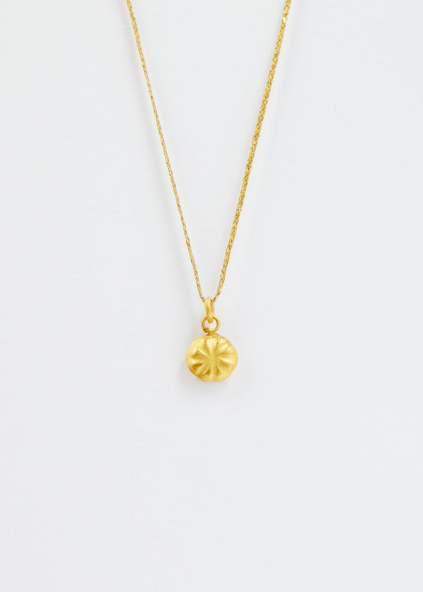 18kt Colombian Gold Stamped Rosette Pendant on Cord