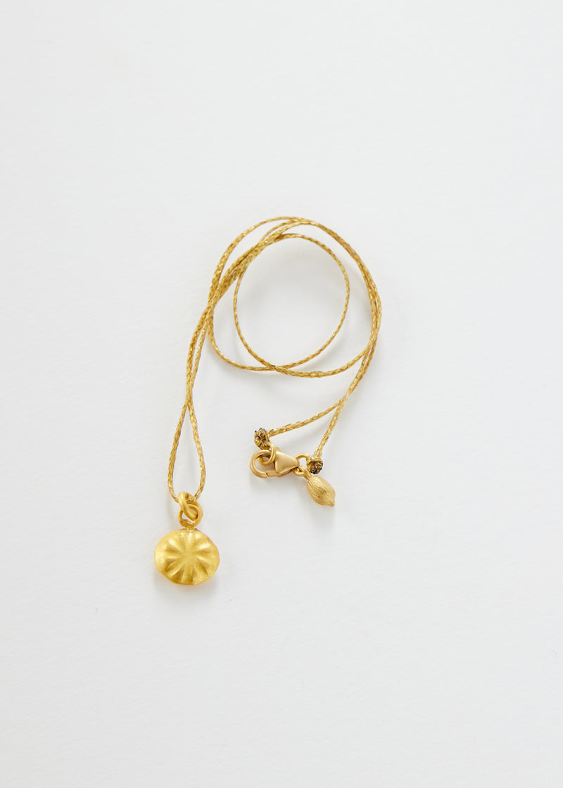 18kt Colombian Gold Stamped Rosette Pendant on Cord