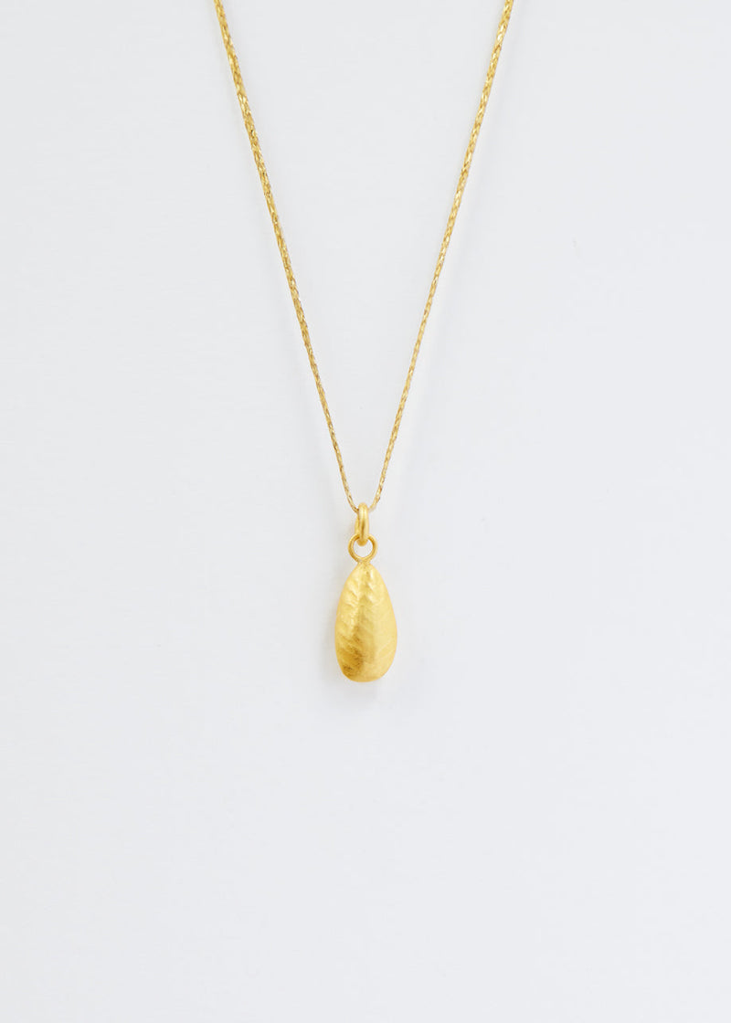 18kt Colombian Gold Stamp Leaf Pendant on Cord