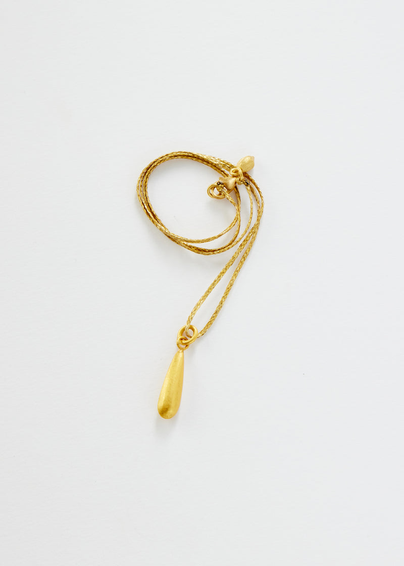 18kt Colombian Gold Long Drop Pendant on Cord