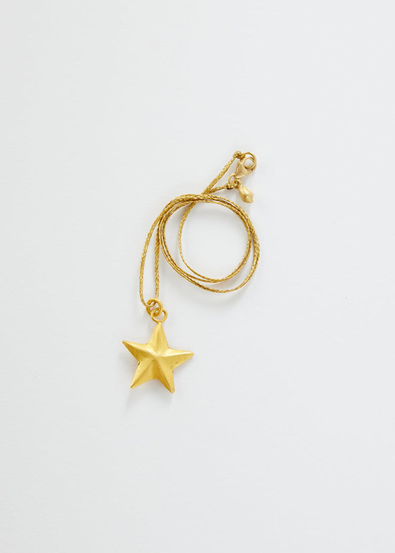 18kt Colombian Gold Star Pendant on Cord