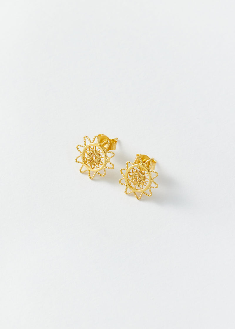 18kt Colombian Gold Filigree Sun Studs