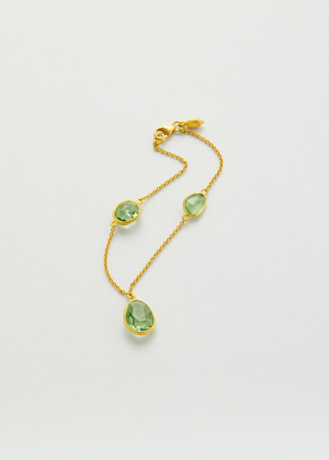 18kt Gold & Green Tourmaline Gaia Three Stone Bracelet